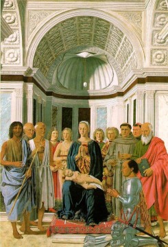 ピエロ デラ フランチェスカ Painting - 聖母子と聖者 イタリア ルネサンス ヒューマニズム ピエロ デラ フランチェスカ